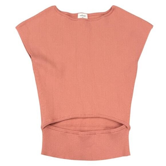 WILFRED Aritzia Yacine Cut-Out Knit Top Sz XS Peach Coral - Picture 5 of 8